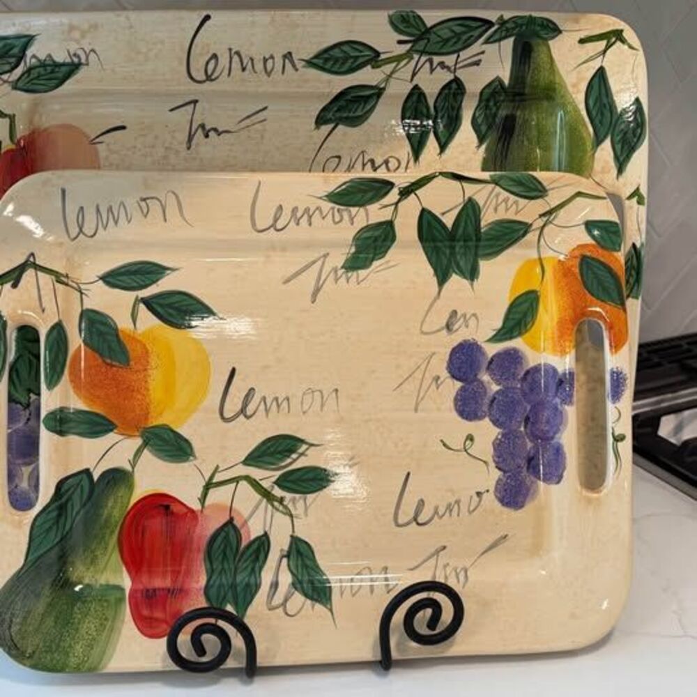 🍋 Vintage Tabletops Gallery “Fiori” Hand-Crafted Hand-Painted Ceramic Serving P